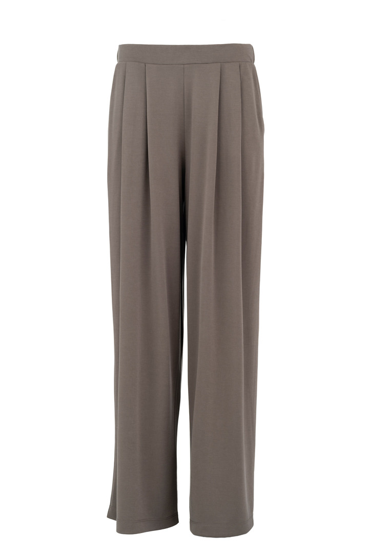 CUPRO PIQUE WIDE LEG PANTS TAUPE