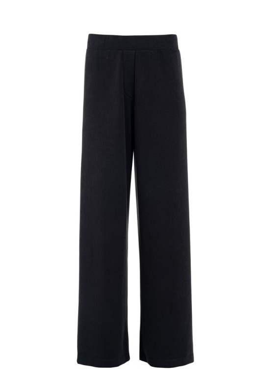 HEAVY RIB SANDWASHED WIDE LEG PANTS BLACK