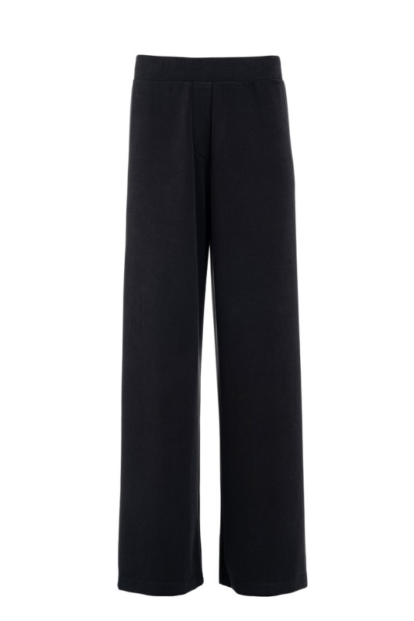 HEAVY RIB SANDWASHED WIDE LEG PANTS BLACK
