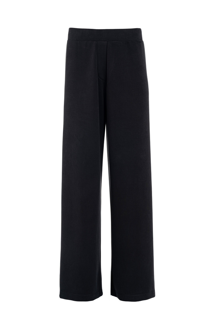 HEAVY RIB SANDWASHED WIDE LEG PANTS BLACK