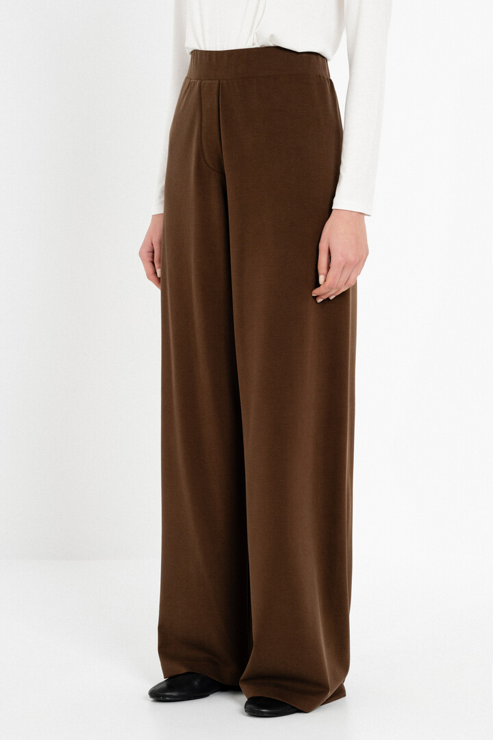HEAVY RIB SANDWASHED WIDE LEG PANTS DARK BROWN