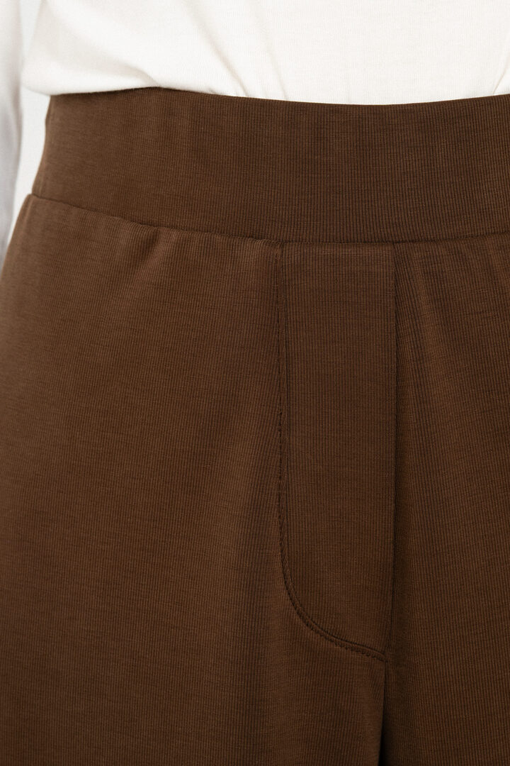 HEAVY RIB SANDWASHED WIDE LEG PANTS DARK BROWN