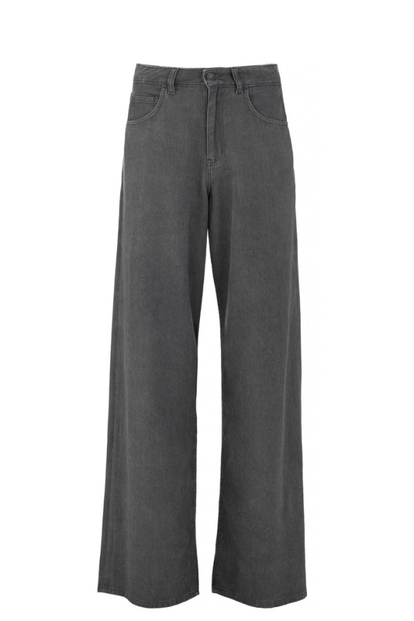 TWILL FADE OUT WIDE LEG PANTS ANTHRACITE