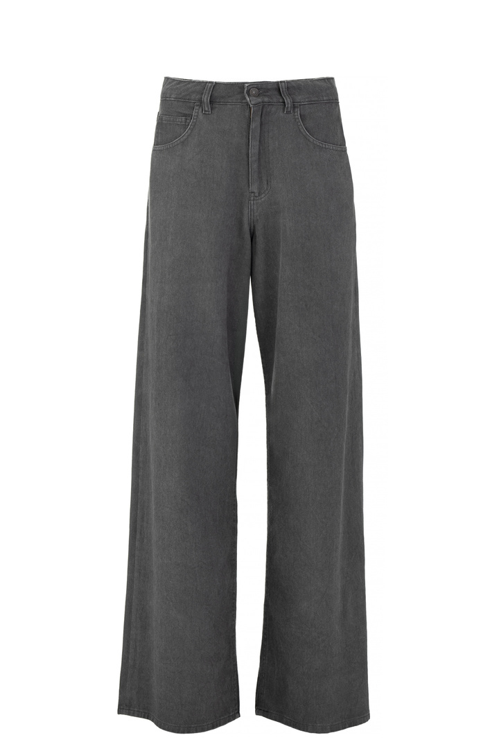 TWILL FADE OUT WIDE LEG PANTS ANTHRACITE