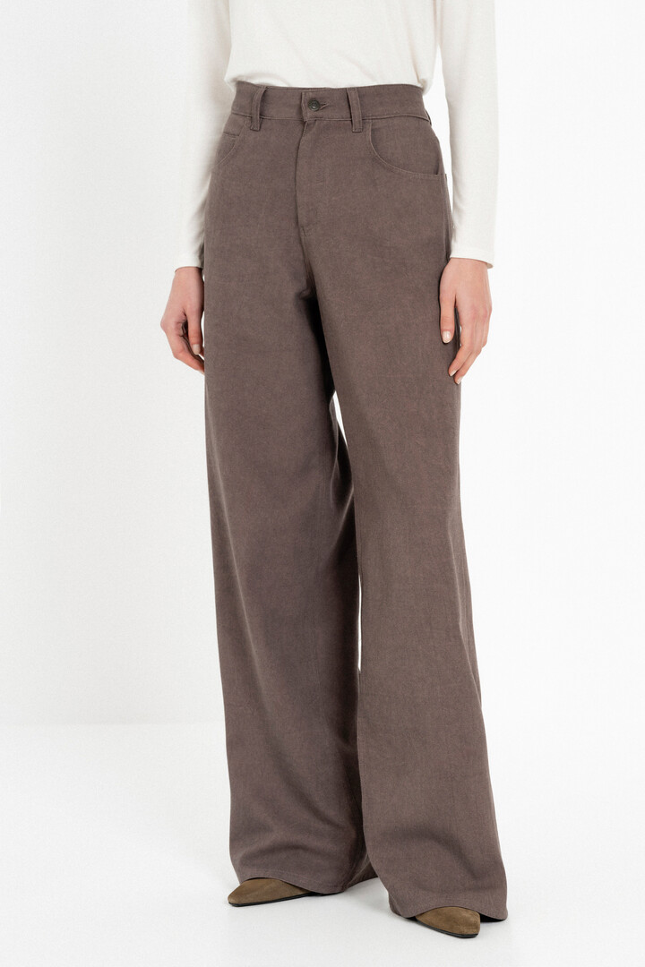 TWILL FADE OUT WIDE LEG PANTS BORDEAUX