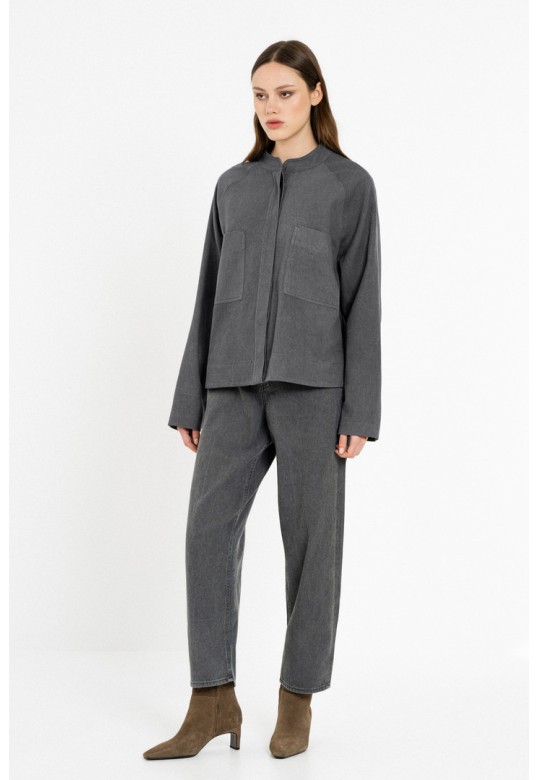 TWILL FADE OUT STRAIGHT LEG PANTS ANTHRACITE