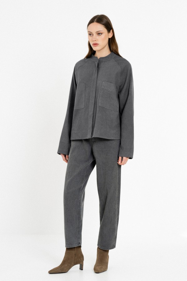 TWILL FADE OUT STRAIGHT LEG PANTS ANTHRACITE