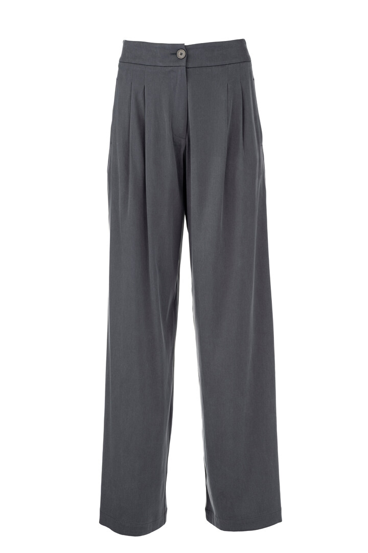 SATIN SADWASHED PLEATED PANTS ANTHRACITE