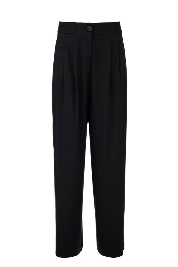 SATIN SADWASHED PLEATED PANTS BLACK