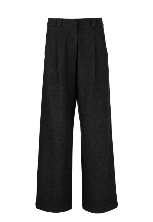 HEAVY T/R WIDE LEG PANTS BLACK MELANGE
