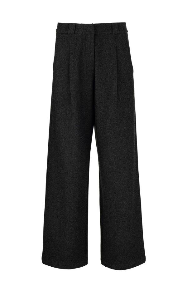HEAVY T/R WIDE LEG PANTS BLACK MELANGE