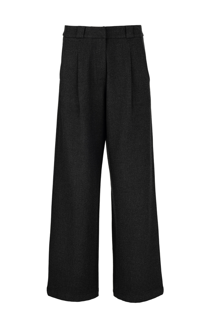 HEAVY T/R WIDE LEG PANTS BLACK MELANGE