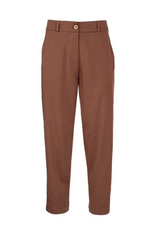 SATIN SADWASHED REGULAR PANTS BROWN