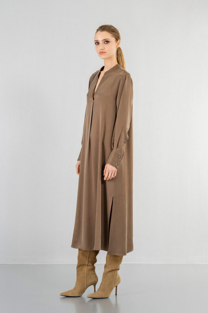 CUPRO VISCOSE MIDI DRESS GOLD