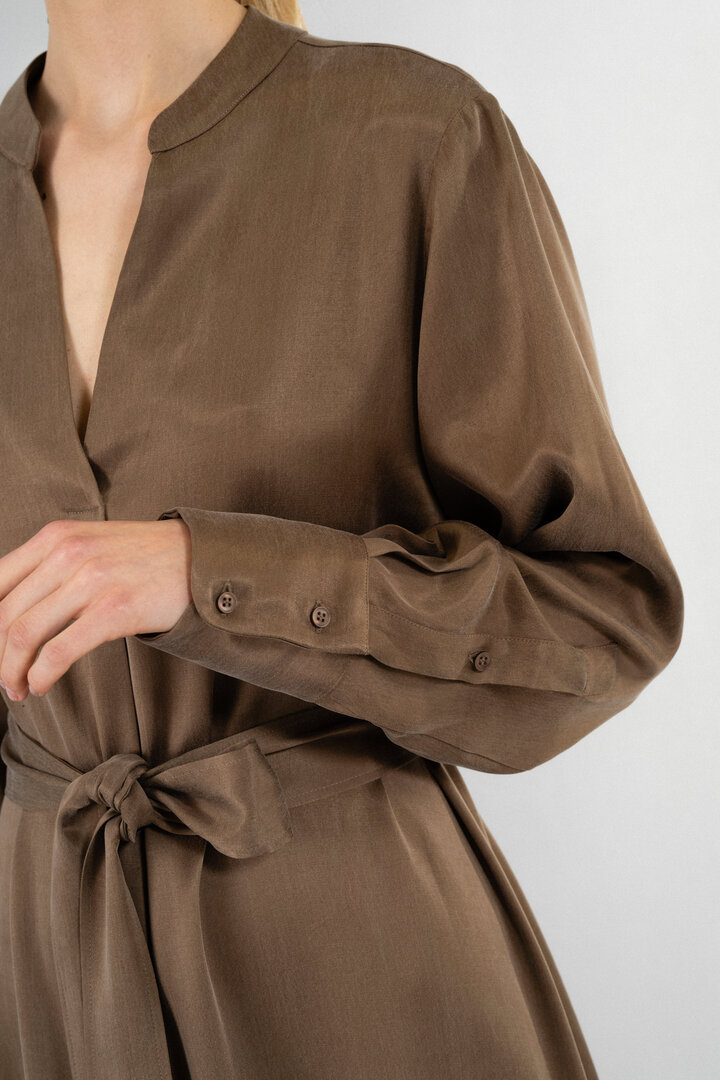 CUPRO VISCOSE MIDI DRESS GOLD