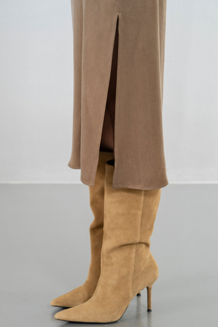 CUPRO VISCOSE MIDI DRESS GOLD