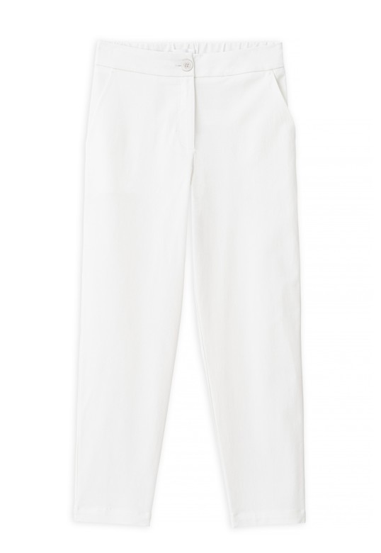 TWILL TENCEL REGULAR FIT PANTS OFF WHITE