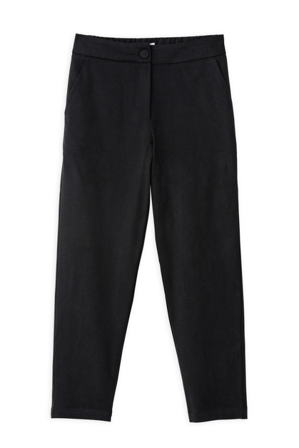 TWILL TENCEL REGULAR FIT PANTS OFF BLACK
