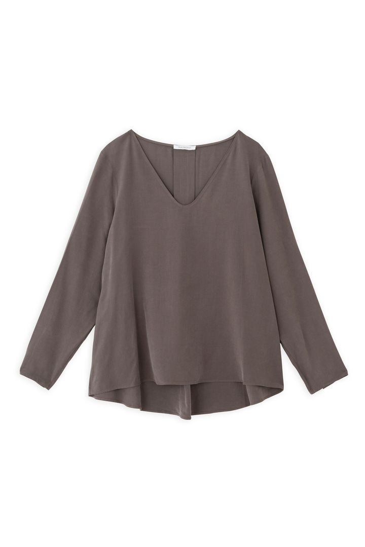 MODAL "V" NECK BLOUSE TAUPE