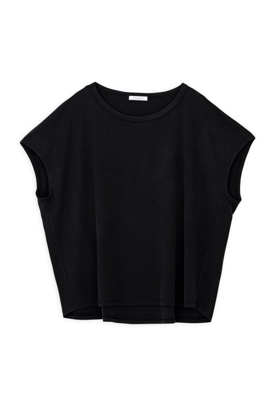 CUPRO PIQUE OVERSIZED BLOUSE OFF BLACK