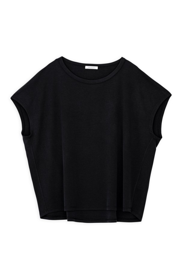 CUPRO PIQUE OVERSIZED BLOUSE OFF BLACK