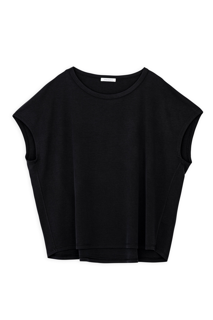 CUPRO PIQUE OVERSIZED BLOUSE OFF BLACK