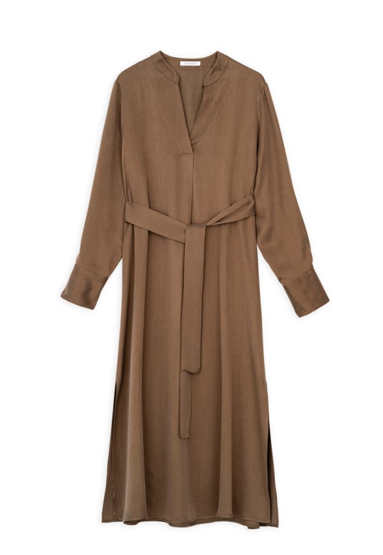 CUPRO VISCOSE MIDI DRESS GOLD