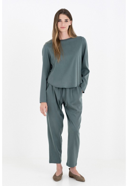 SATIN SANDWASHED CROPPED TOP GREEN