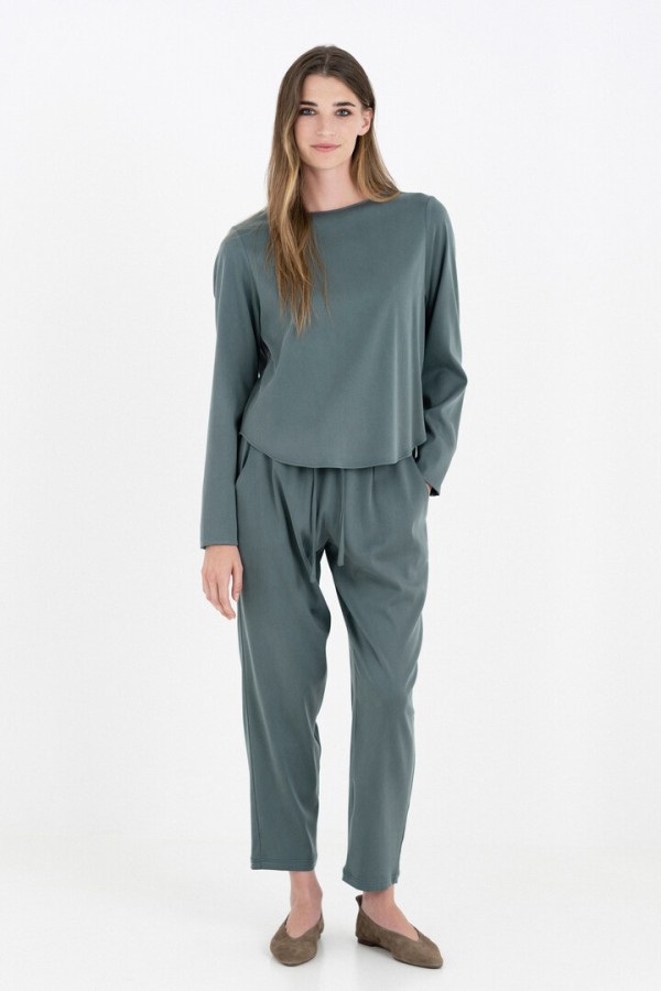 SATIN SANDWASHED CROPPED TOP GREEN