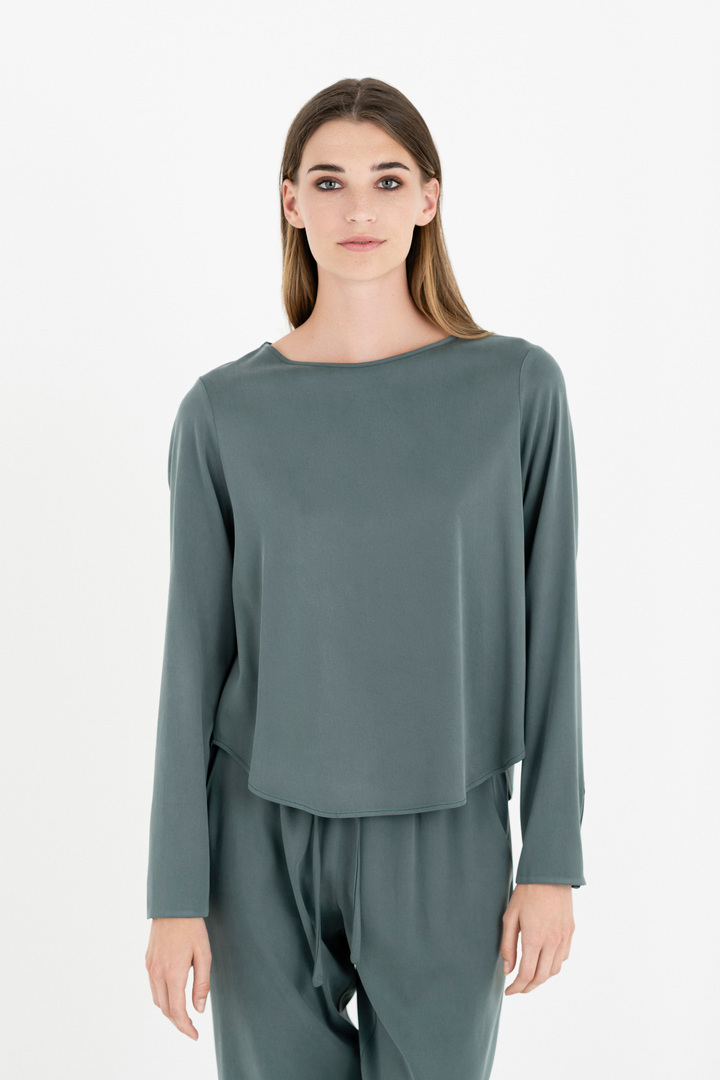 SATIN SANDWASHED CROPPED TOP GREEN