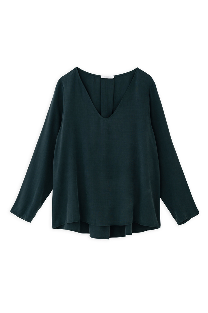 MODAL "V" NECK BLOUSE DARK GREEN