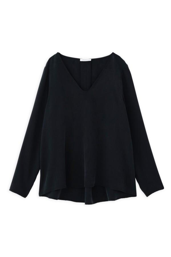 MODAL "V" NECK BLOUSE OFF BLACK