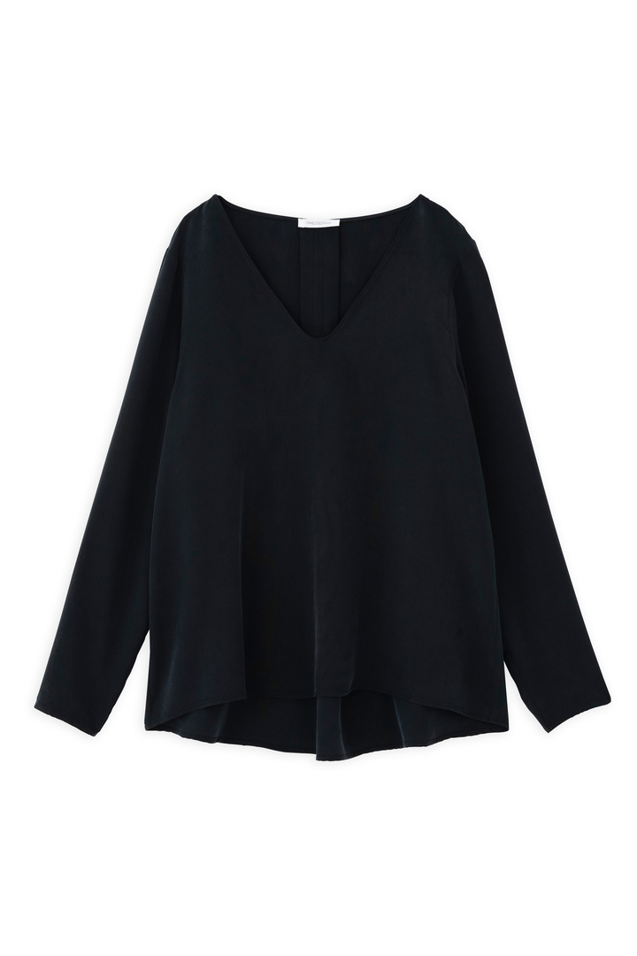 MODAL "V" NECK BLOUSE OFF BLACK