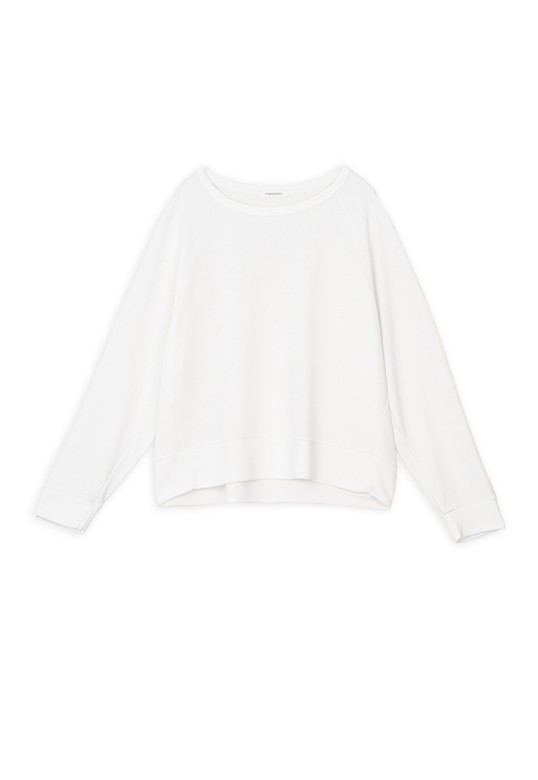 CUPRO PIQUE CROPPED TOP OFF WHITE
