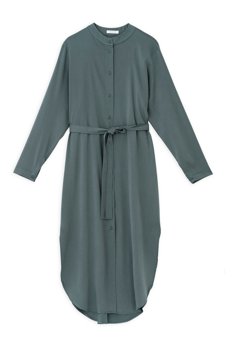 SATIN SANDWASHED SHIRTDRESS GREEN