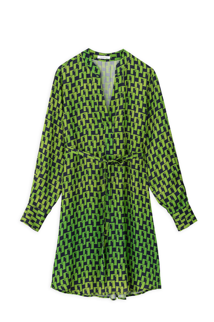 SATIN PRINT MINI DRESS GREEN