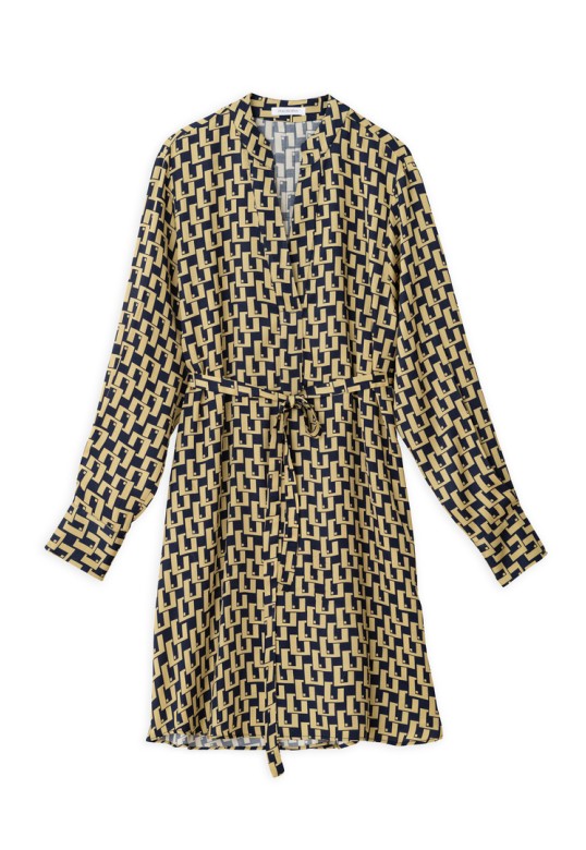 SATIN PRINT MINI DRESS YELLOW