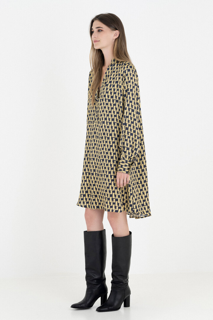 SATIN PRINT MINI DRESS YELLOW