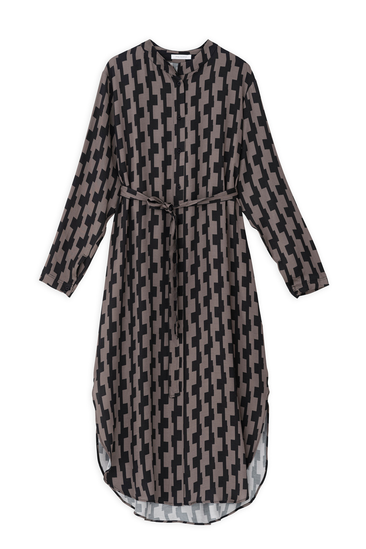 SATIN PRINT SHIRTDRESS TAUPE