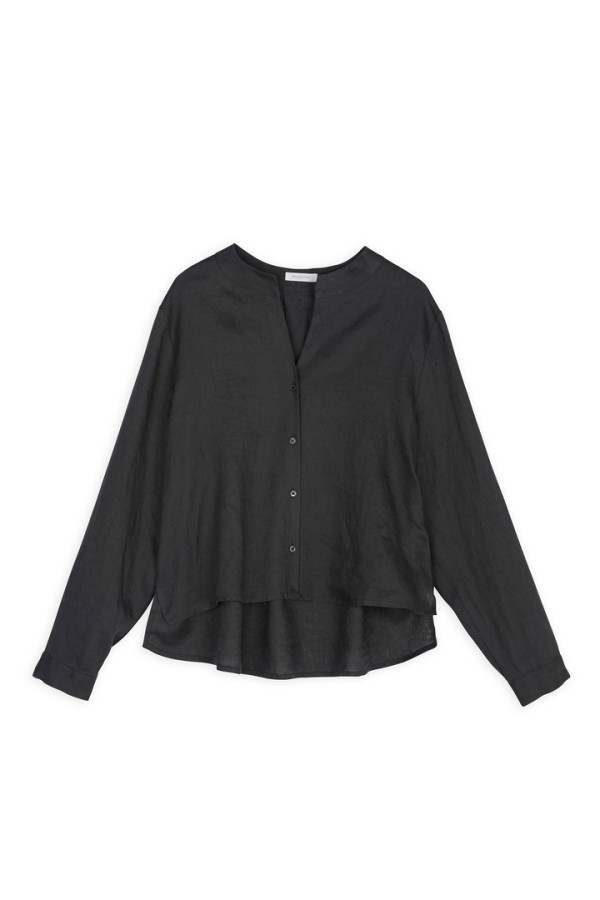 LINEN CROPPED SHIRT ANTHRACITE