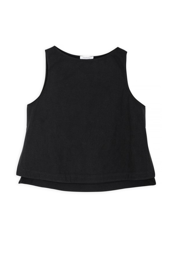 COTTON LYOCELL CROPPED TOP BLACK
