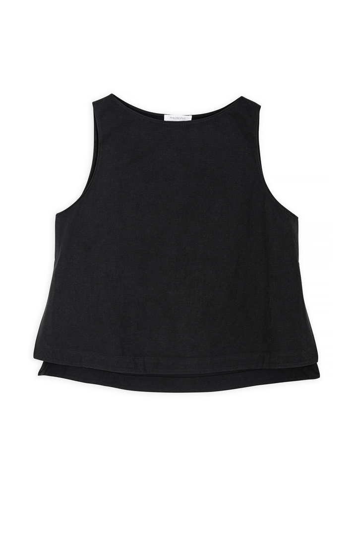 COTTON LYOCELL CROPPED TOP BLACK