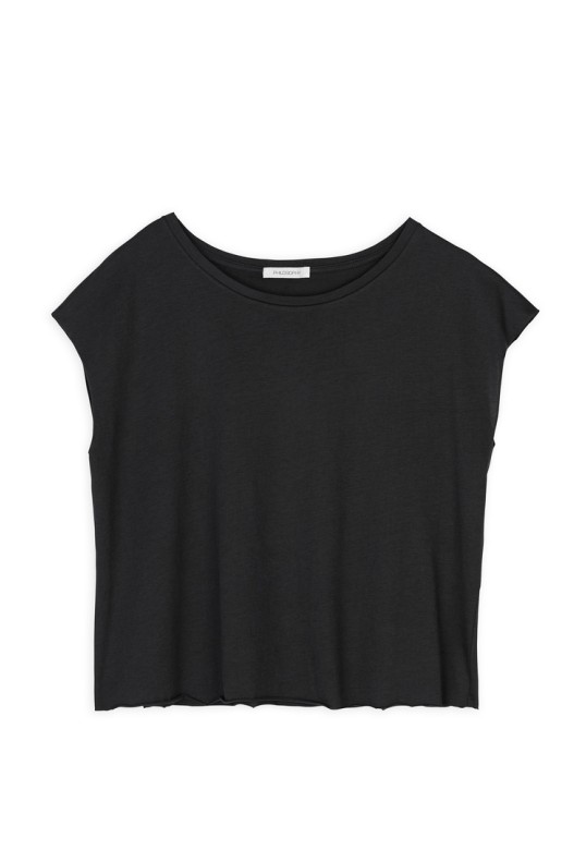 ORGANIC JERSEY CROPPED TOP GRAPHITE