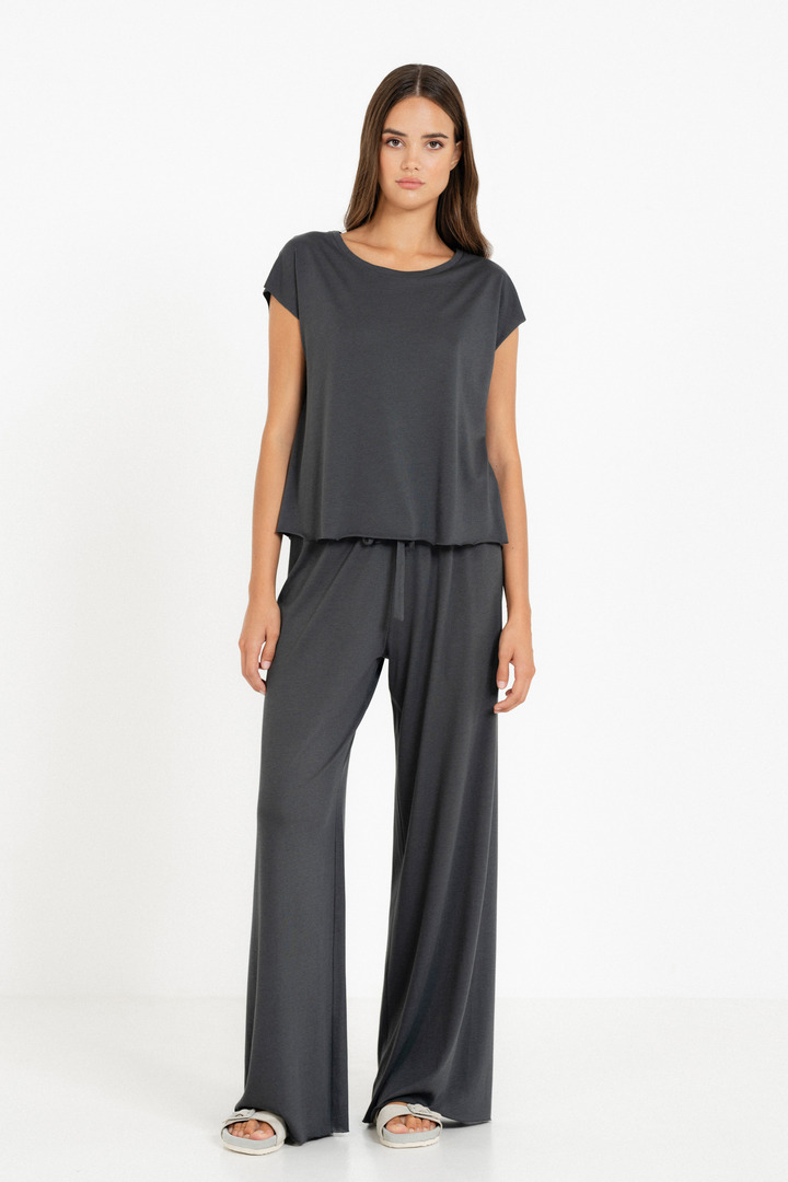ORGANIC JERSEY CROPPED TOP GRAPHITE