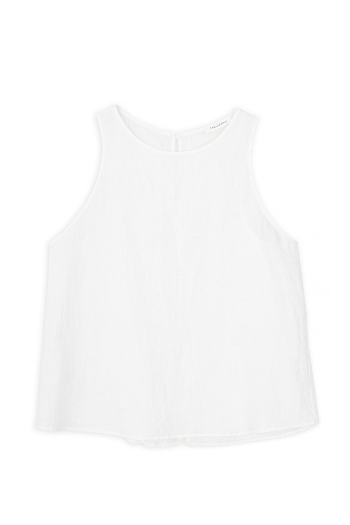 LINEN HALTER NECK TOP WHITE