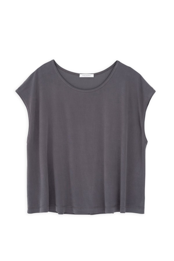 BASIC CUPRO CROPPED TOP ANTHRACITE