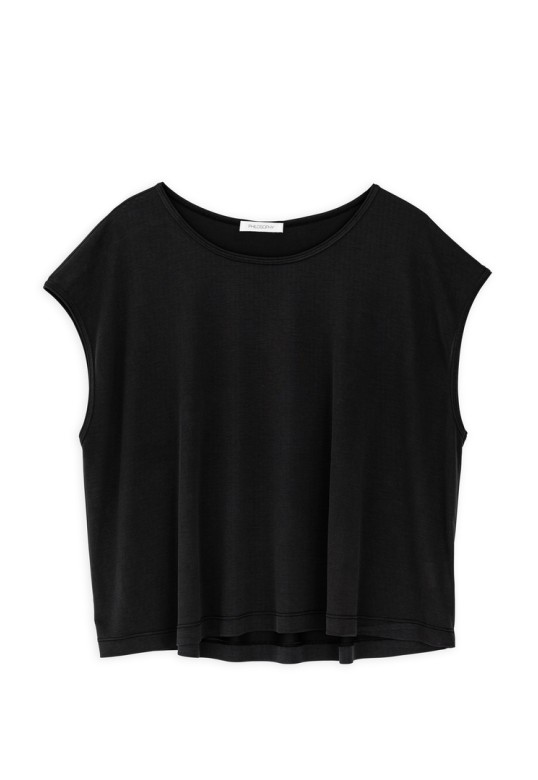 BASIC CUPRO CROPPED TOP OFF-BLACK