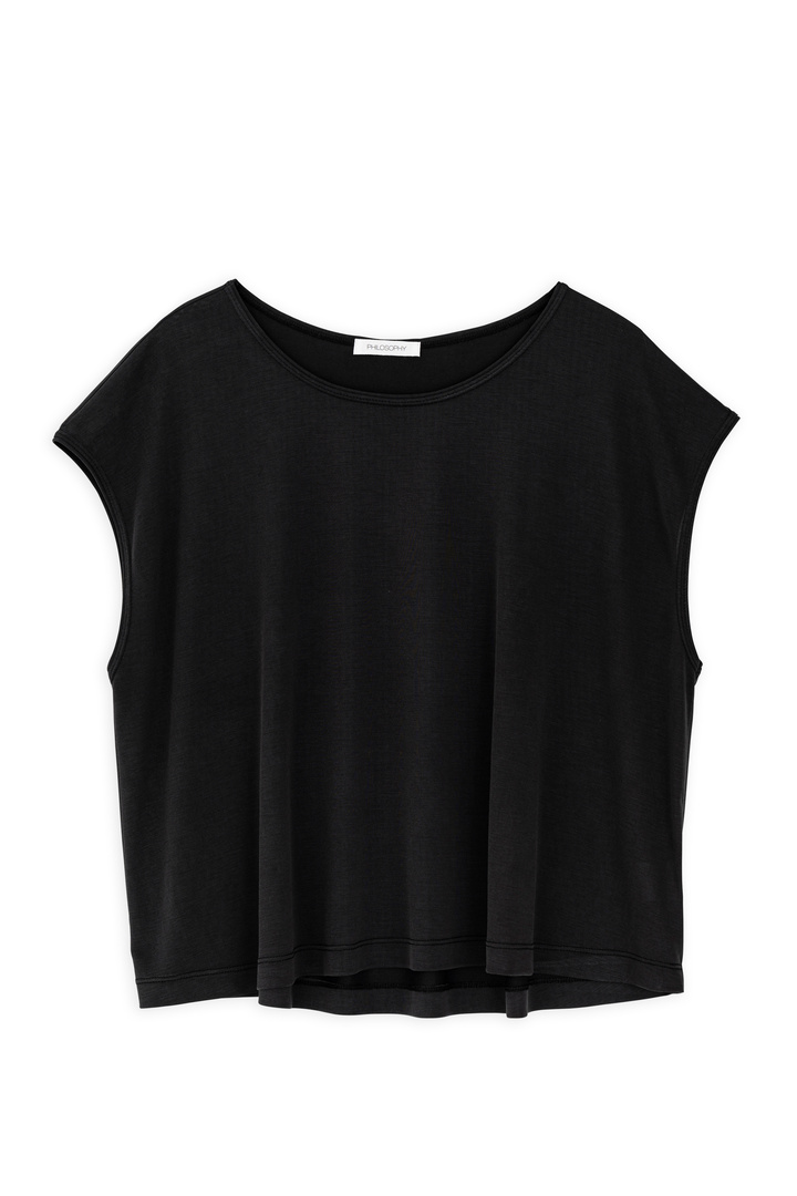 BASIC CUPRO CROPPED TOP OFF-BLACK