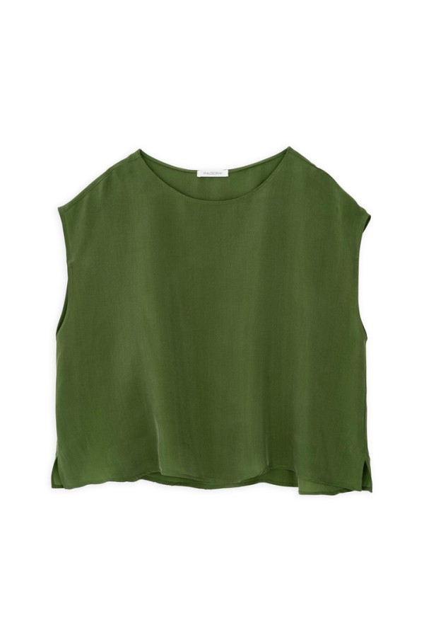 CUPRO CROPPED TOP GREEN