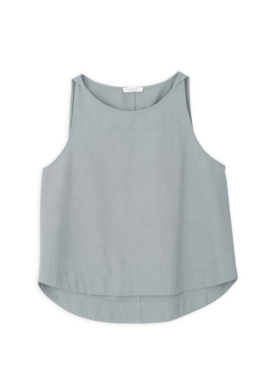 COTTON LYOCELL CROPPED TOP BLUE SAGE